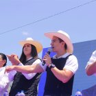 El candidato de la alianza Acción Democrática Nacional, Daniel Noboa, en Manabí.