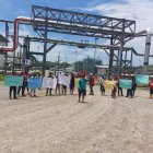 Comuneros protestaron este 1 de septiembre de 2023 para mantener la producción petrolera en el Yasuní.