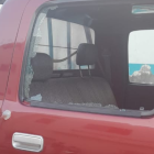 El carro en el que se movilizaban los funcionarios.