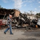 Una granja fue destruida por bombardeos rusos cerca de Orikhiv, región de Zaporizhzhia, en Ucrania.