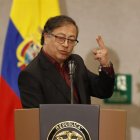 El presidente de Colombia Gustavo Petro habla en una intervención en el acto de reconocimiento del sindicalismo como sujeto de reparación colectiva
