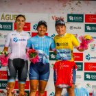 La ecuatoriana en el centro como máxima figura de la etapa ayer en Portugal.