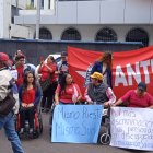 Los trabajadores petroleros protestaron en Quito.