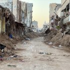 Un vecindario en ruinas en Derna, Libia.