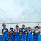 Parte de la delegación albiceleste de patinaje de carreras que se colgó oro y plata.