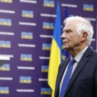 El alto representante para política exterior de la Unión Europea, Josep Borrell, durante una rueda de prensa en la Kiev este domingo.