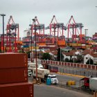 Comercio. Vista general del Puerto Comercial de la ciudad, ubicado en la ciudad de Buenos Aires.
