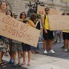 Unos 500 profesores se manifestaron en septiembre pasado en Barcelona, España.
