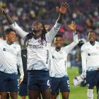 La celebración de los jugadores de Liga de Quito tras conseguir la clasificación a la final de la Copa Sudamericana.