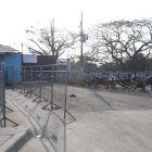 Calma en los exteriores de la penitenciaria la mañana de hoy.