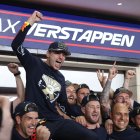 Lusail (Qatar), 07/10/2023.- Dutch Formula One driver Max Verstappen of Red Bull Racing celebrates winning the 2023 Formula One Championship after the Sprint race at the Lusail International Circuit racetrack in Lusail, Qatar, 07 October 2023. The Formula 1 Qatar Grand Prix will be held on 08 October 2023. (Fórmula Uno, Catar) EFE/EPA/ALI HAIDER