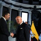 Aquiles Álvarez y Alfredo Borrero en la sesión solemne