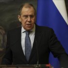 El ministro de Relaciones Exteriores de Rusia, Serguei Lavrov, en una conferencia de prensa.