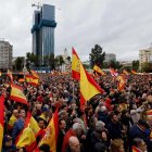 Protesta. Miles de personas protestan contra la amnistía en la plaza de Colón, en Madrid.