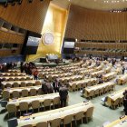 Reunión. Vista de una sesión de la Asamblea General de la ONU.