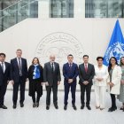 Ejecutivos.- El presidente electo Daniel Noboa junto a una comitiva en la visita en Estados Unidos.