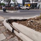 Un parterre se encuentra en mal estado en las calles Víctor Emilio Estrada y Ébanos, en Urdesa.