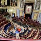 El hemiciclo del Congreso de los Diputados, en Madrid, donde hasta este jueves 16 de noviembre de 2023 se desarrolla el debate de investidura de Pedro Sánchez.