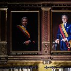 El retrato del presidente Guillermo Lasso está junto al del exmandatario Lenin Moreno.