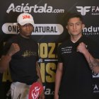 El tricolor Alexander Espinoza (i) y el mexicano Néstor Alonso (d) están listos para enfrentarse en una combate a ocho asaltos.
