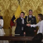 El presidente de la República, Daniel Noboa, en el Salón Amarillo.
