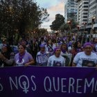 Quito. Activistas y grupos feministas participan en una manifestación.