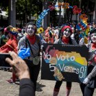 Caracas.  Manifestantes participan en una marcha de apoyo al reclamo territorial venezolano por el Esequibo.