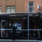 Dublín. Un tranvía aparece dañado tras los disturbios en esta capital.
