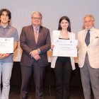 El ganador Estéfano Marengo (i) junto con Juan Escarabajal, de la Universidad Nebrija; Angie Gutiérrez (UEES); y Ramón Carrillo, profesor de Nebrija.