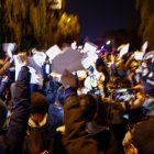 Una protesta contra la política del covid cero en Pekín.