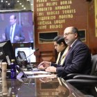 Pleno. La sesión 872 de la Asamblea, para tratar el juicio político del expresidente Guillermo Lasso fue dirigida por Henry Kronfle.
