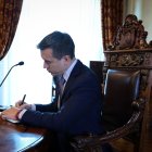 El presidente Daniel Noboa en uno de sus primeros días de gestión.