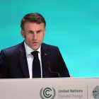 El presidente francés, Emmanuel Macron, en una conferencia de prensa durante la COP28 de Dubái, este sábado 2 de diciembre.