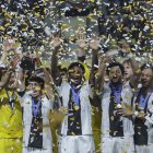 Surakarta (Indonesia), 02/12/2023.- German players celebrate after winning the FIFA U-17 World Cup final match between Germany and France in Surakarta, Indonesia, 02 December 2023. (Mundial de Fútbol, Francia, Alemania) EFE/EPA/MAST IRHAM