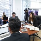 La asambleísta Valentina Centeno, jefa de bancada del bloque oficialista ADN.