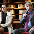 La extitular de la Senescyt, Andrea Montalvo, junto al expresidente del país, Guillermo Lasso, en un acto de  agosto de 2023.