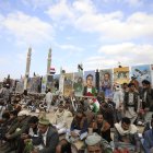 Protesta de yemeníes en Sana en apoyo al pueblo palestino el 15 de diciembre de 2023.