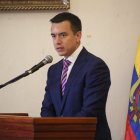 El Presidente de la República, Daniel Noboa durante su visita a Cuenca.