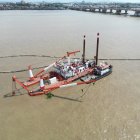 Obra. Según informa el Consorcio Dragando por Guayas, el dragado se está haciendo en el río Babahoyo.