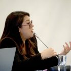 La ministra de Energía, Andrea Arrobo, compareció este 26 de diciembre de 2023 en la Asamblea.