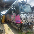 Abandono. Los trenes reposan  grafiteados y vandalizados.