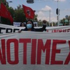 Reacción.- Una de las marchas que hicieron los extrabajadores de Notimex.