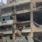 Vista del edificio bombardeado el 2 de enero por un dron israelí en los suburbios meridionales de Beirut, donde murieron siete personas, entre ellas el número dos del movimiento islamista palestino Hamás, Saleh al Arouri.