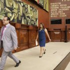 La exlegisadora Rocío Guanoluisa participó de la sesión del pleno en comisión general.