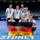 El equipo alemán celebra, tras remontar ante Polonia gracias a su triunfo en el encuentro de dobles que decidió todo.