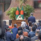 Rueda de prensa de la actual primera ministra, Sheikh Hasina.