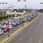 El carril son sentido sur a norte se encuentra congestionado.