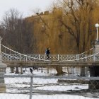 Una persona camina en el Jardín Público de Boston, en Boston, Massachusetts (EE.UU.), este 9 de enero de 2024.