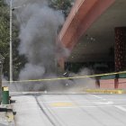 Explosión controlada de un artefacto explosivo en el puente de Guajalo al sur de Quito