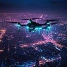 Imagen referencial de un dron desplegado en la noche, tomada de freepik.com